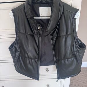 Anthropologie Black Leather Vest